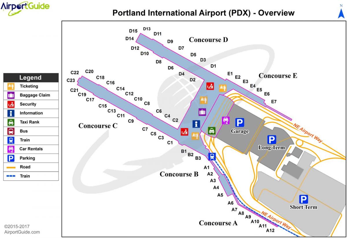 mappa di aeroporto internazionale di Portland