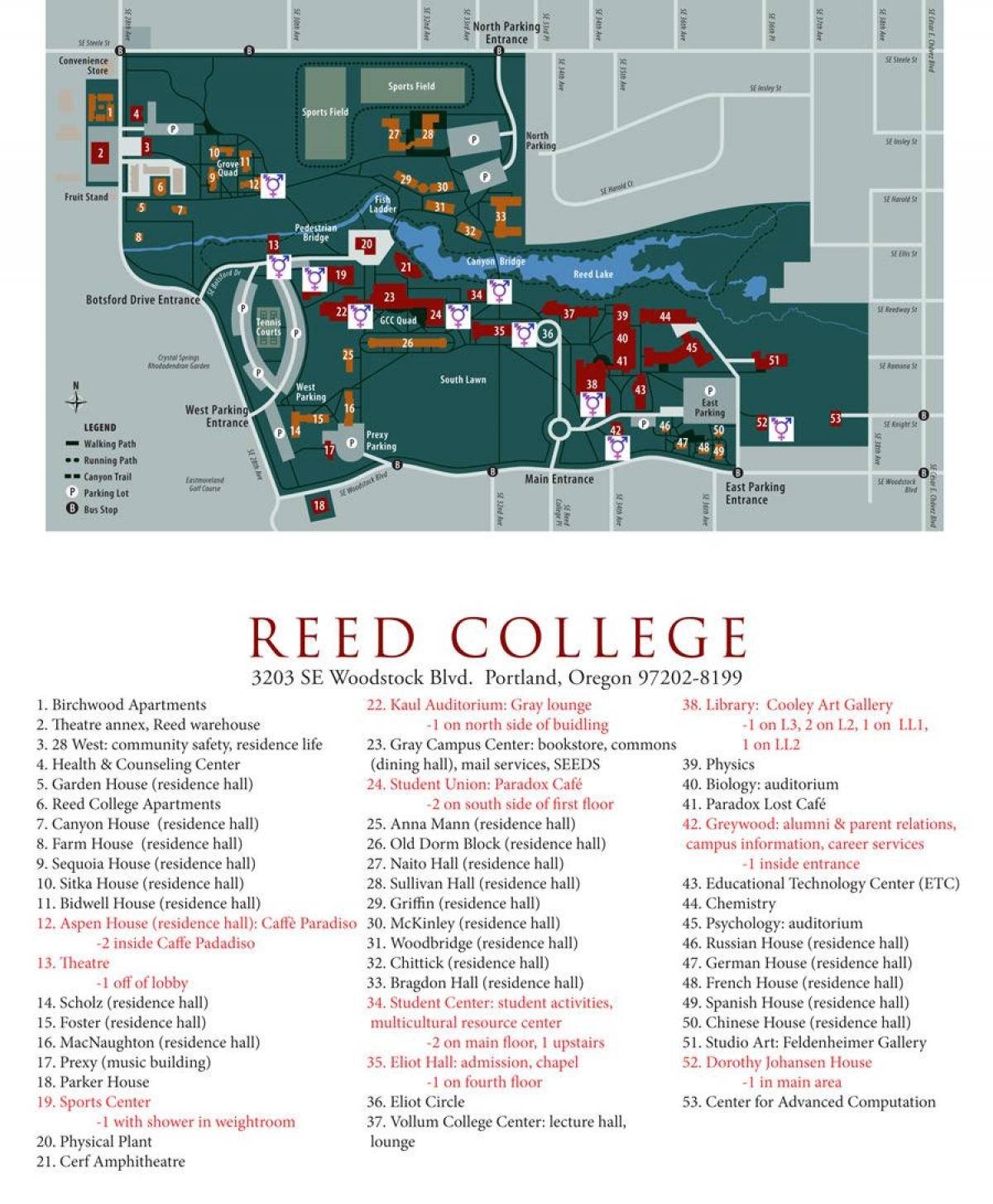 mappa di reed College