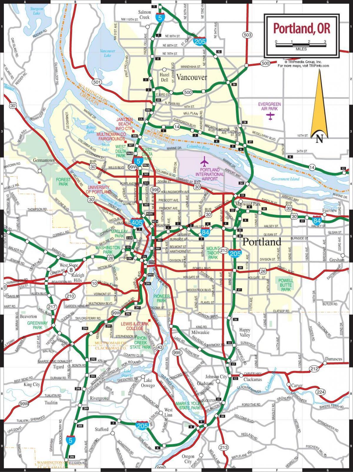 mappa di metropolitana di Portland area