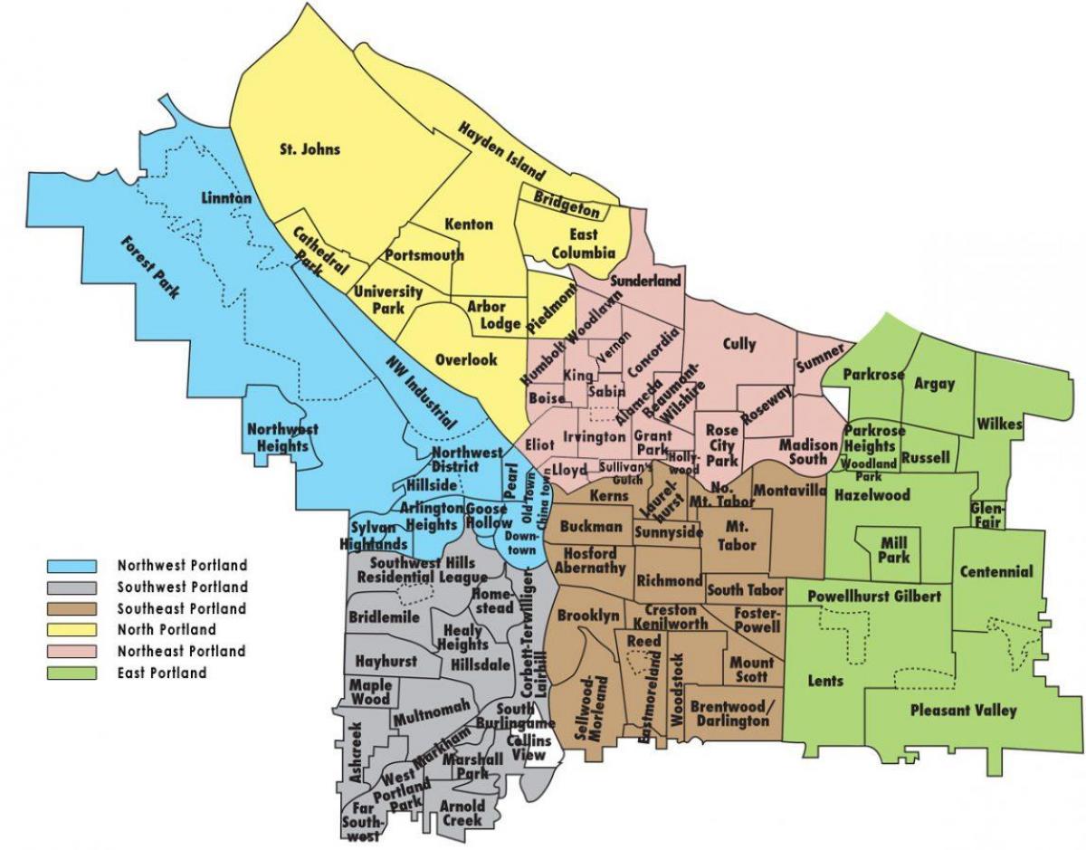 Portland Oregon quartiere mappa