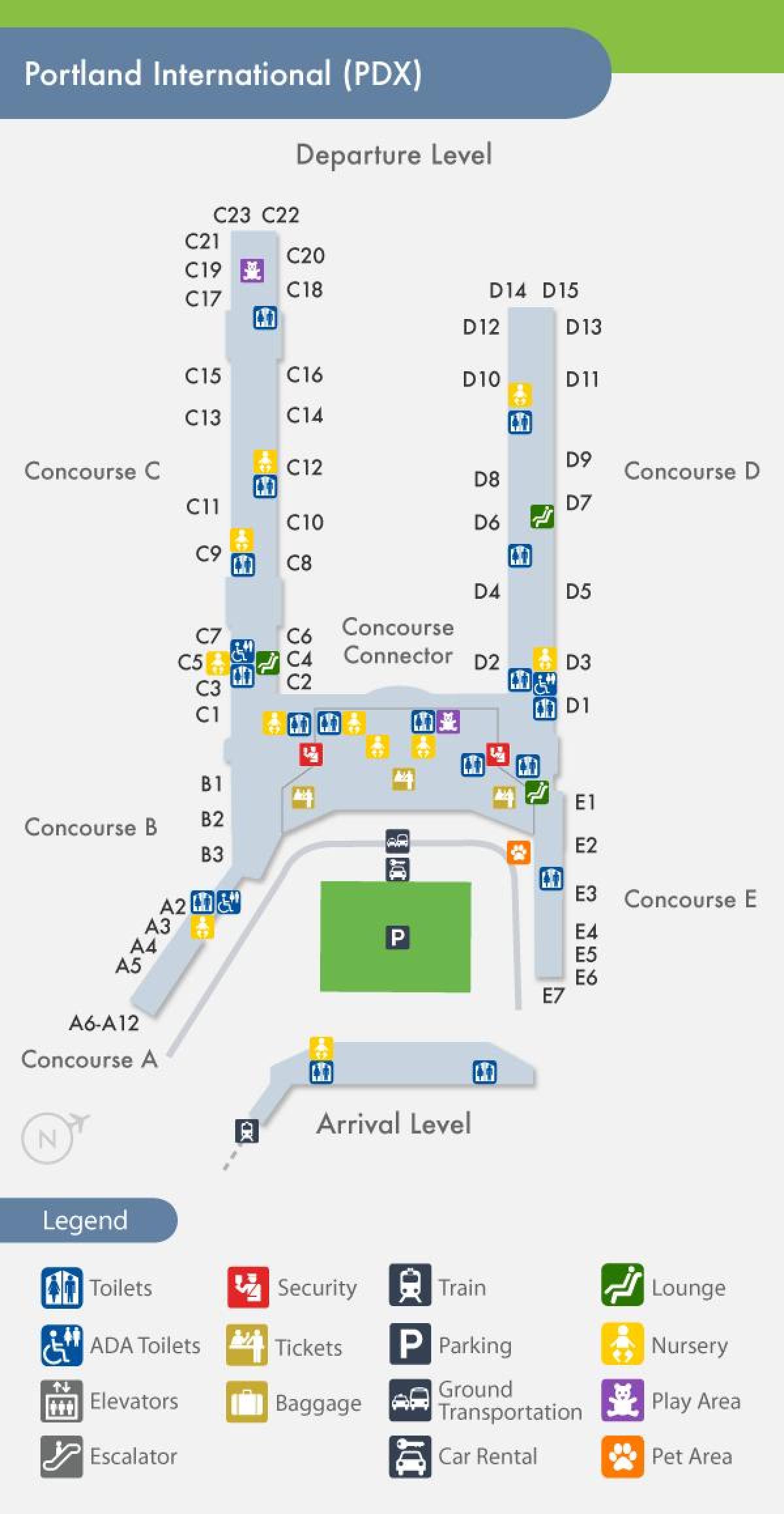 mappa PDX aeroporto