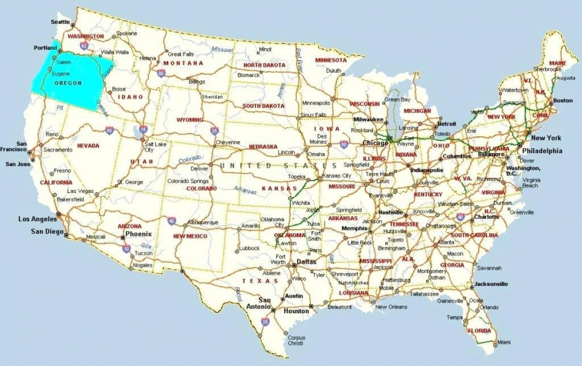 Portland Oregon sulla mappa di stati UNITI d'america