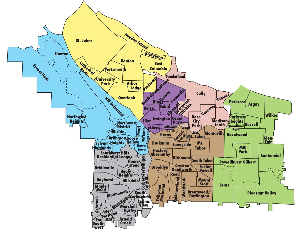 mappa di Portland distretti