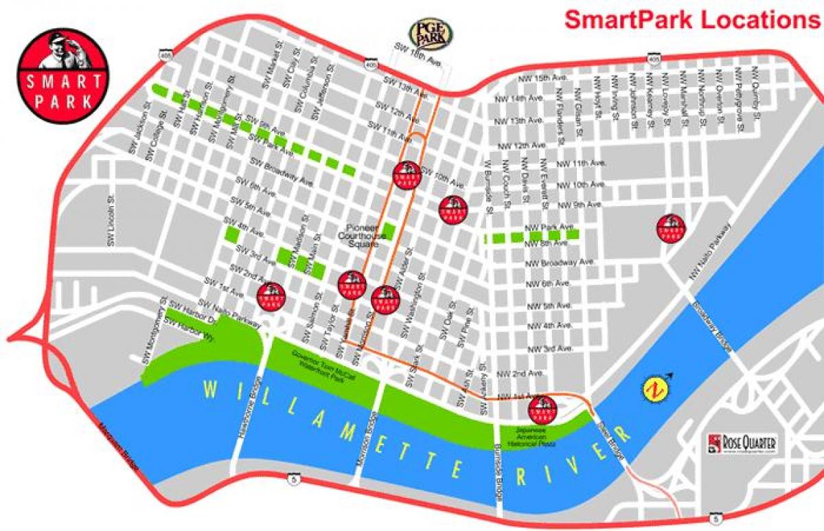 mappa di Portland smart park