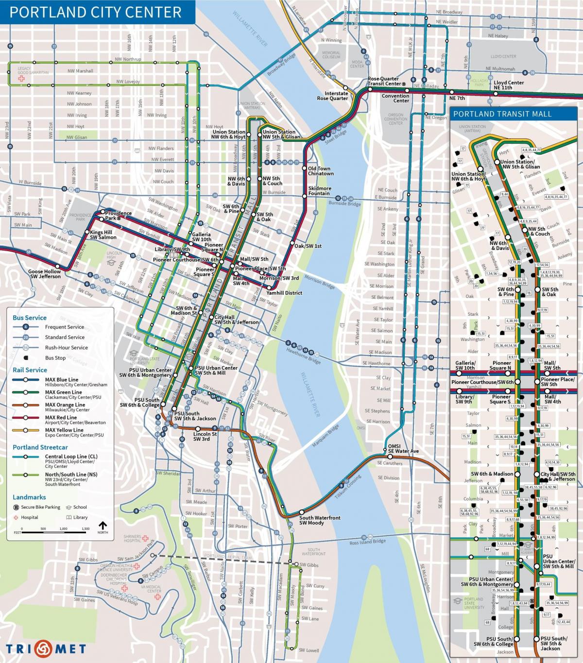 Portland Oregon trasporto pubblico mappa