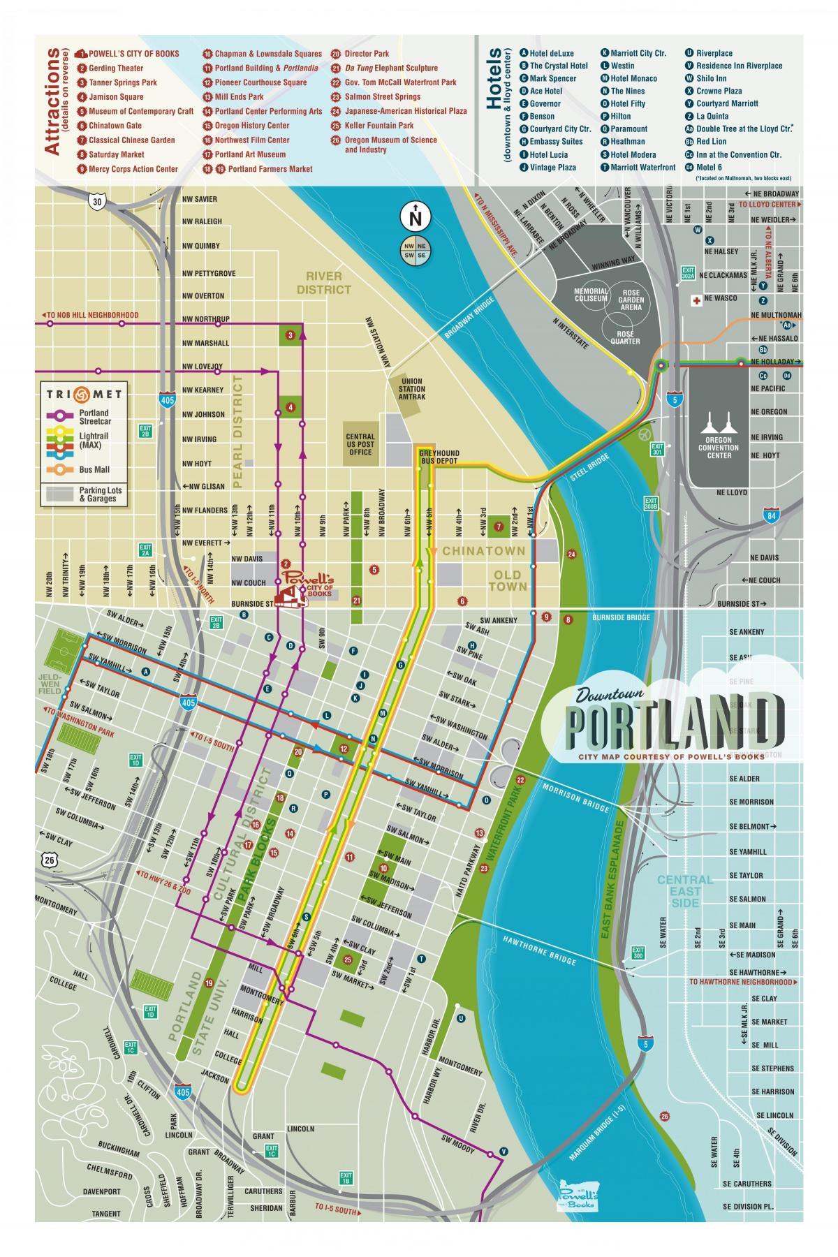 mappa di Portland visitatori